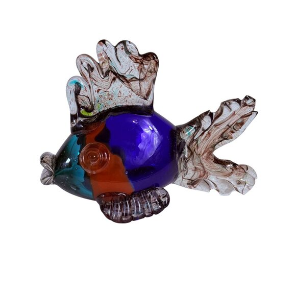 Murano Retro 70s Glass Fish Sculpture Multicolored Figurine Artistic Decor VTG - Picture 11 of 14